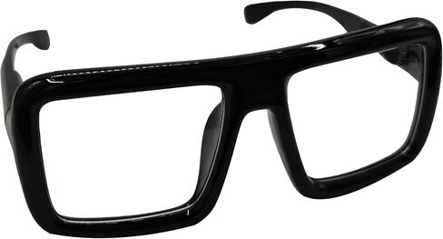 VIGUEUR Thick Square Frame Glasses - Oversized Black Glasses Clear Lens for Women, Men in Saudi Arabia