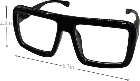 VIGUEUR Thick Square Frame Glasses - Oversized Black Glasses Clear Lens for Women, Men in Saudi Arabia