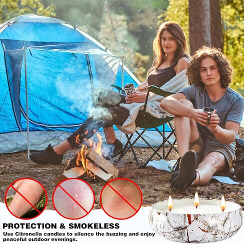 Citronella Candles Outdoor, 3 Pack Large Citronella Candle for Patio, 12oz, 3 Wick Soy Wax Candle, Long Lasting 240 Hours Total for Backyard Camping Deck Garden, Summer Indoor Outside Home Use in Saudi Arabia