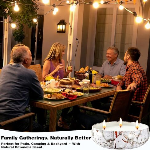 Citronella Candles Outdoor, 3 Pack Large Citronella Candle for Patio, 12oz, 3 Wick Soy Wax Candle, Long Lasting 240 Hours Total for Backyard Camping Deck Garden, Summer Indoor Outside Home Use in Saudi Arabia