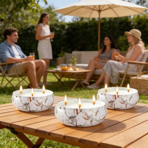 Citronella Candles Outdoor, 3 Pack Large Citronella Candle for Patio, 12oz, 3 Wick Soy Wax Candle, Long Lasting 240 Hours Total for Backyard Camping Deck Garden, Summer Indoor Outside Home Use in Saudi Arabia