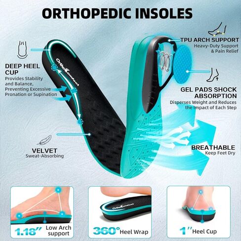 Men's Orthopedic Diabetic Walking Shoes: Wide Toe Box Comfort Arch Support Tennis Shoes, Plantar Fasciitis Flat Feet Orthotic Sports Running Sneakers for Foot and Heel Pain Relief in Kuwait