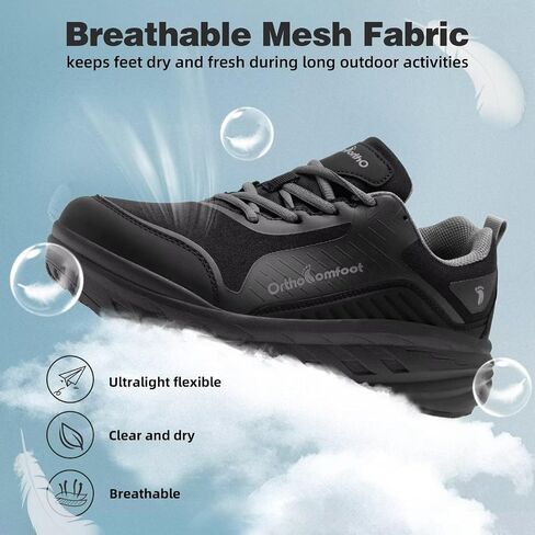 Men's Orthopedic Diabetic Walking Shoes: Wide Toe Box Comfort Arch Support Tennis Shoes, Plantar Fasciitis Flat Feet Orthotic Sports Running Sneakers for Foot and Heel Pain Relief in Kuwait