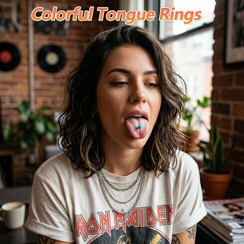 36Pcs Plastic Tongue Rings, 14G Acrylic Tongue Rings, Mixed Color 16mm Bar in Kuwait