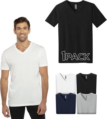 Next Level 3200 Men's V-Neck T-Shirts Multipack, Unisex Premium Fitted Cotton Bulk Shirt– Custom Color Set Remera para Hombre in Kuwait