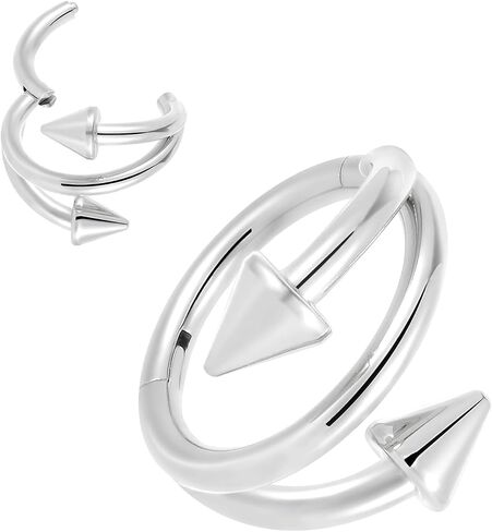 2PCS Titanium Double Hoop Arrow Spike Septum Ring | 16G Hinged Segment Ring Clicker | Nose Hoop Lip Tragus Helix Daith Cartilage Earring | Implant Grade Body Piercing Jewelry in Saudi Arabia