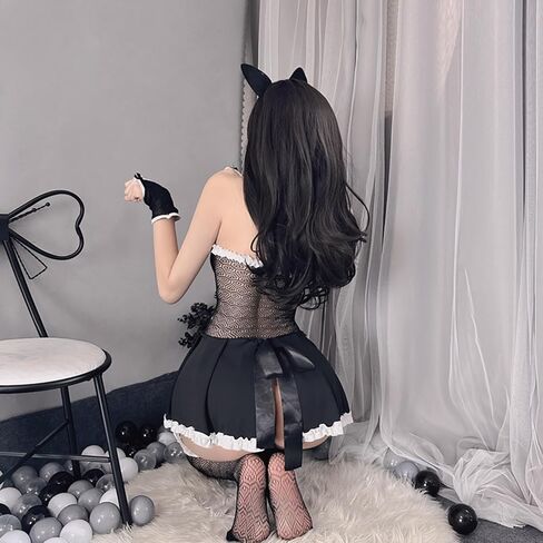 Women Cat Kawaii Lingerie Set Sexy Maid Lingerie Cat Anime Cosplay Costume Japanese Apron Fancy Kawaii Lace Lingerie Dress in Saudi Arabia