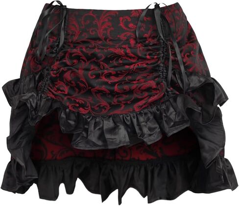 Daisy Corsets Women's Daisy Corsets Red/Black Brocade Ruched Bustle Skirt in Kuwait