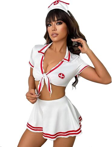 4Pcs Women's Nurse Sets Sexy Lingerie Naughty Costume Outfit Uniform Cosplay Maid Rolepaly Babydoll Lingerie Sets in Kuwait