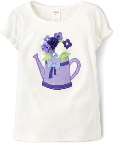 Gymboree Girls' and Toddler Puff Sleeve Embroidered T-Shirt in Kuwait