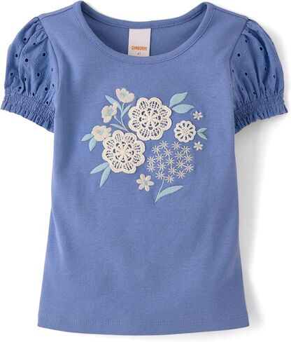 Gymboree Girls' and Toddler Puff Sleeve Embroidered T-Shirt in Kuwait
