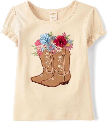 Gymboree Girls' and Toddler Puff Sleeve Embroidered T-Shirt in Kuwait
