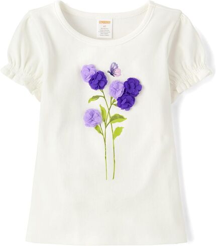 Gymboree Girls' and Toddler Puff Sleeve Embroidered T-Shirt in Kuwait