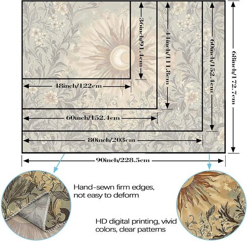 Spenlife Vintage Sun and Moon Tapestry, Retro Sage Green Floral Wall Decor, Mystical Celestial Wall Hanging for Living Room (60" x 44") in Saudi Arabia