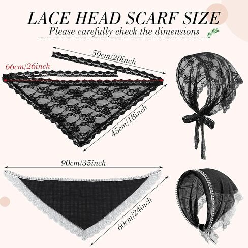 obeoby 4 Pack Lace Bandanas Head Scarf for Women, White Hair Scarf Bandana for Wedding Bridal Headband Kerchief Spring Summer Hair Accessories in Saudi Arabia