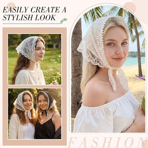 obeoby 4 Pack Lace Bandanas Head Scarf for Women, White Hair Scarf Bandana for Wedding Bridal Headband Kerchief Spring Summer Hair Accessories in Saudi Arabia