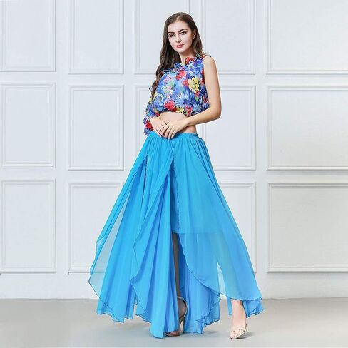 ROYAL SMEELA Belly Dance Costume for Women Chiffon Belly Dancing Skirts Slit Maxi Skirt One Shoulder Casual Tops Blouse Shirt in Kuwait
