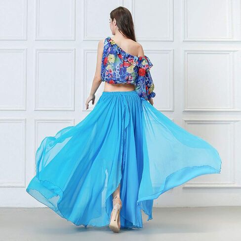ROYAL SMEELA Belly Dance Costume for Women Chiffon Belly Dancing Skirts Slit Maxi Skirt One Shoulder Casual Tops Blouse Shirt in Kuwait