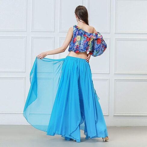 ROYAL SMEELA Belly Dance Costume for Women Chiffon Belly Dancing Skirts Slit Maxi Skirt One Shoulder Casual Tops Blouse Shirt in Kuwait