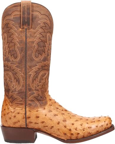 Dan Post Boots Mens Marco Full Quill Ostrich Pull On Square Toe Casual Boots Mid Calf - Brown in Kuwait