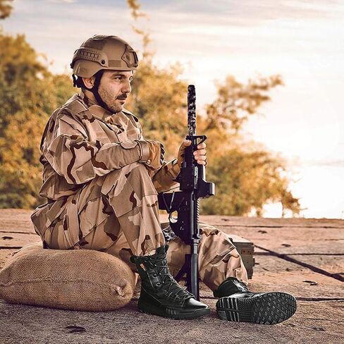 Men’s Tactical Boots，High-top Special Forces Combat Boots Outdoor Sand Breathable Military Boots,Black- 45/UK 10.5/US 11 in Saudi Arabia