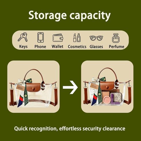 Clear Bag for Stadium Events,Small Clear Purse Crossbody Bag with Silk Scarf,Stadium Approved,Concerts and Sports Events in Saudi Arabia