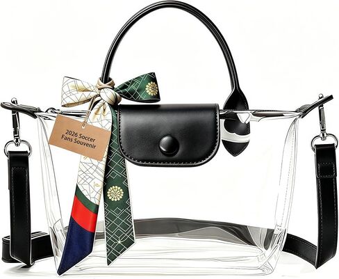 Clear Bag for Stadium Events,Small Clear Purse Crossbody Bag with Silk Scarf,Stadium Approved,Concerts and Sports Events in Kuwait