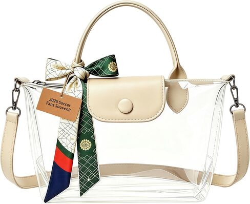 Clear Bag for Stadium Events,Small Clear Purse Crossbody Bag with Silk Scarf,Stadium Approved,Concerts and Sports Events in Saudi Arabia