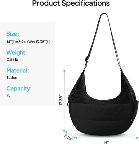 TOPEAST Crossbody Bags for Women with Water Bottle Holder, Puffer Purse for Travel, 7L Capacity with Multiple Compartments in Saudi Arabia