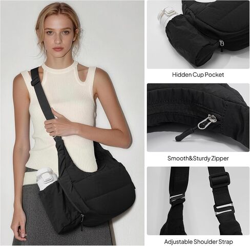 TOPEAST Crossbody Bags for Women with Water Bottle Holder, Puffer Purse for Travel, 7L Capacity with Multiple Compartments in Saudi Arabia