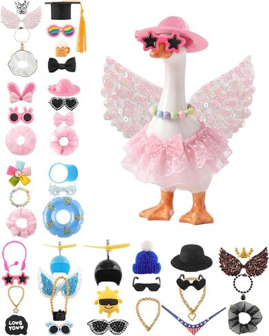 12 Set 7 Inch Mini Desk Goose Outfits, Mini Headwear Hats Accessories Small Desk Outfits Hat Accessory Costumes for Geese Statue Key Holder Table Decor in Saudi Arabia
