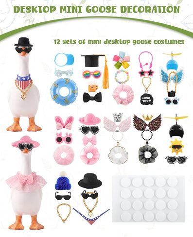 12 Set 7 Inch Mini Desk Goose Outfits, Mini Headwear Hats Accessories Small Desk Outfits Hat Accessory Costumes for Geese Statue Key Holder Table Decor in Saudi Arabia