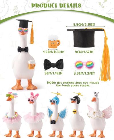 12 Set 7 Inch Mini Desk Goose Outfits, Mini Headwear Hats Accessories Small Desk Outfits Hat Accessory Costumes for Geese Statue Key Holder Table Decor in Saudi Arabia