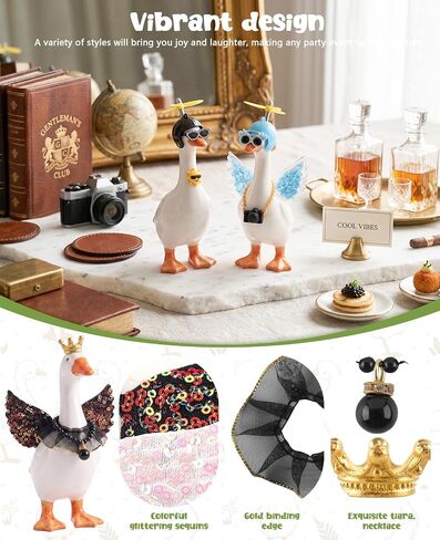 12 Set 7 Inch Mini Desk Goose Outfits, Mini Headwear Hats Accessories Small Desk Outfits Hat Accessory Costumes for Geese Statue Key Holder Table Decor in Saudi Arabia