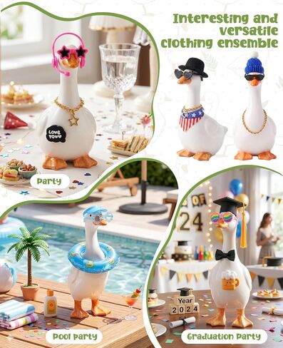 12 Set 7 Inch Mini Desk Goose Outfits, Mini Headwear Hats Accessories Small Desk Outfits Hat Accessory Costumes for Geese Statue Key Holder Table Decor in Saudi Arabia
