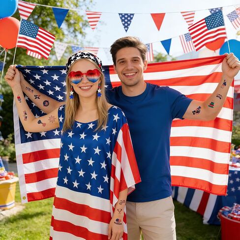 4th of July Outfits Costume for Women - Patriotic Costume Accessories with American Flag Dress Red White Blue Earrings Sunglasses Hairband American Flags Sticker Independence Day Parade Supplies Favor in Saudi Arabia