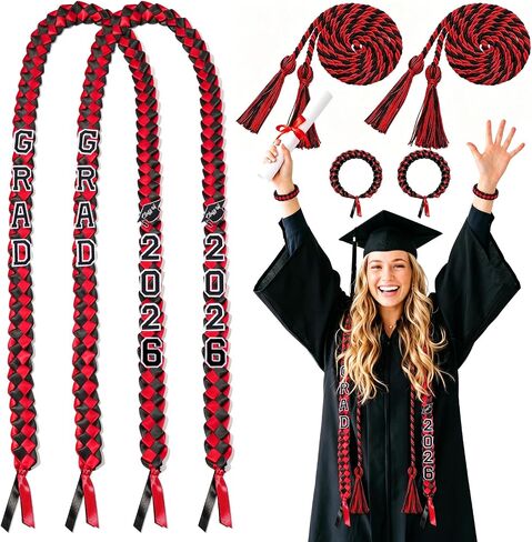 2 Set Graduation Lei Class of 2026 Graduation Ribbon Lei Graduation Necklace with Honor Cord and Bracelet for High School College Graduation DIY Decors Party Supplies Clothing Accessories (Blue White) in Saudi Arabia