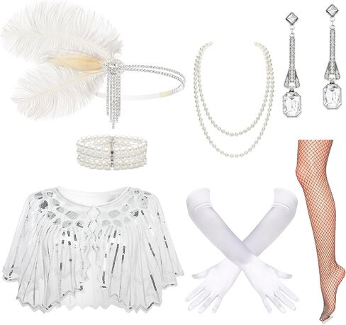 مجموعة إكسسوارات أزياء BABEYOND Roaring 20s Flapper، زي حفلات Great Gatsby، غطاء رأس من الريش للنساء in Kuwait