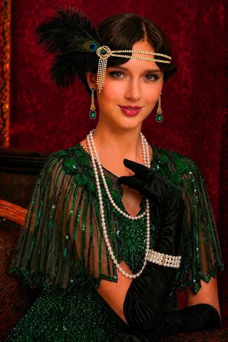 مجموعة إكسسوارات أزياء BABEYOND Roaring 20s Flapper، زي حفلات Great Gatsby، غطاء رأس من الريش للنساء in Kuwait