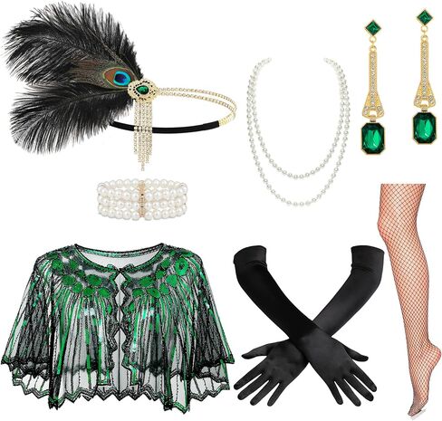 مجموعة إكسسوارات أزياء BABEYOND Roaring 20s Flapper، زي حفلات Great Gatsby، غطاء رأس من الريش للنساء in Kuwait