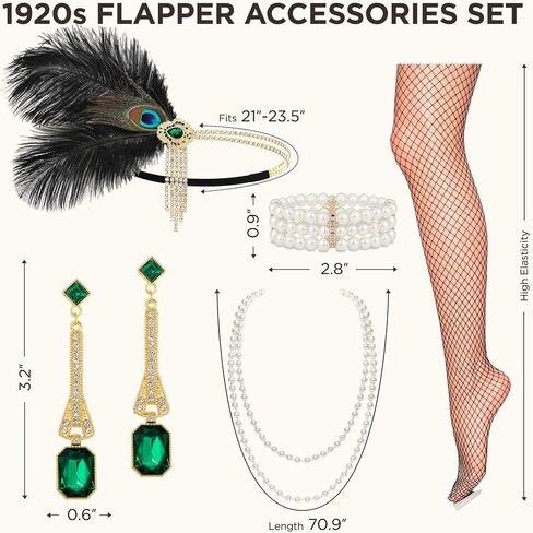 مجموعة إكسسوارات أزياء BABEYOND Roaring 20s Flapper، زي حفلات Great Gatsby، غطاء رأس من الريش للنساء in Kuwait