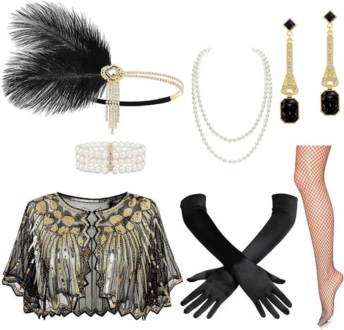 مجموعة إكسسوارات أزياء BABEYOND Roaring 20s Flapper، زي حفلات Great Gatsby، غطاء رأس من الريش للنساء in Kuwait