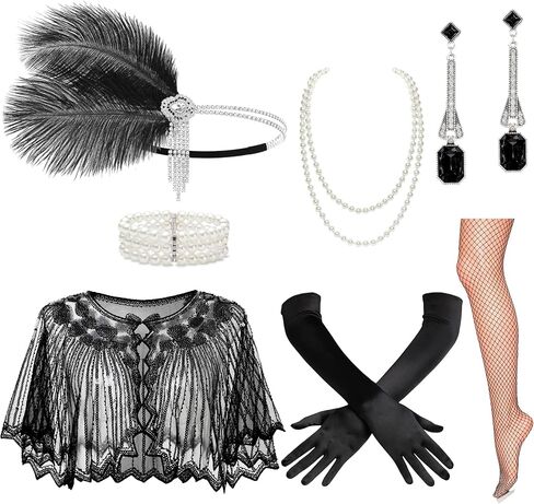 مجموعة إكسسوارات أزياء BABEYOND Roaring 20s Flapper، زي حفلات Great Gatsby، غطاء رأس من الريش للنساء in Kuwait