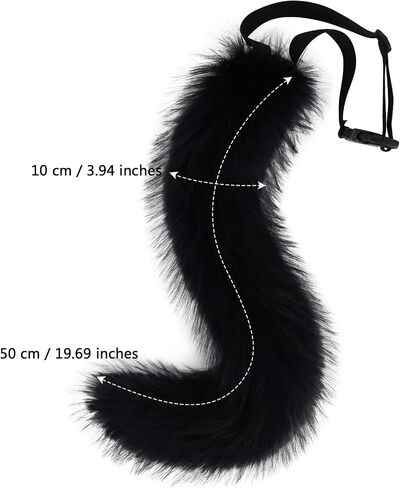 SMILETERNITY Furry Faux Fur Animal Cat Mask Wolf Tail and Leather Necklace Set for Halloween Christmas Costume Accessory in Saudi Arabia