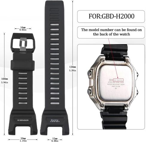 Resin Band Compatible with Casio GBD-H2000 GBD-H2000-1AER GBD H2000 Men's Replacement Watch Strap Accessories in Saudi Arabia