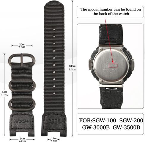 حزام ساعة من النايلون شديد التحمل متوافق مع Casio SGW-100 SGW100 GW3000B GW3500B، حزام جلدي من القماش، مقاوم للعرق ومقاوم للتمزق، مثالي لأنشطة الجري والتخييم والمشي لمسافات طويلة in Kuwait