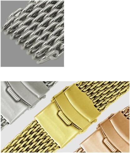 FRCOLOR Shark Mesh حزام ساعة من الفولاذ المقاوم للصدأ 20 مم بديل معدني فضي قابل للتعديل طول مريح مناسب للرجال والنساء in Kuwait