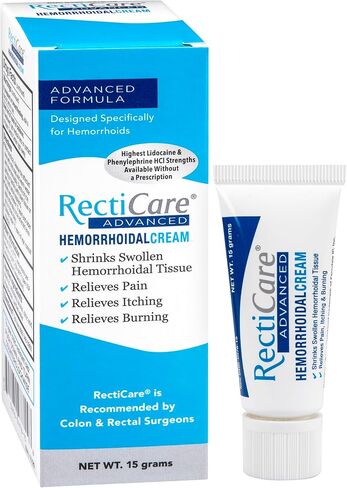 RectiCare Advanced Hemorrhoidal Cream: Advanced Treatment to Shrink & Soothe Hemorrhoids - Itch & Burn Relief - 15g Hemorrhoidal Cream with Lidocaine in Saudi Arabia