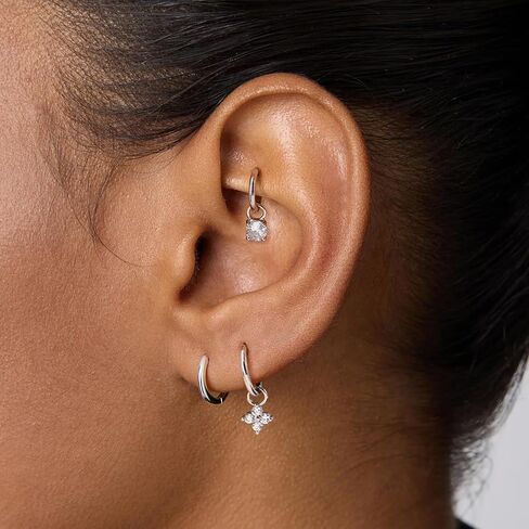2Pcs 16G Dangle Rook Hoop Earrings Piercing Jewelry for Women Men G23 Titanium Helix Lobe Conch Daith Cartilage Earrings Piercing Jewelry in Kuwait