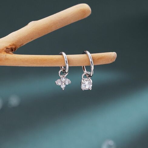 2Pcs 16G Dangle Rook Hoop Earrings Piercing Jewelry for Women Men G23 Titanium Helix Lobe Conch Daith Cartilage Earrings Piercing Jewelry in Kuwait